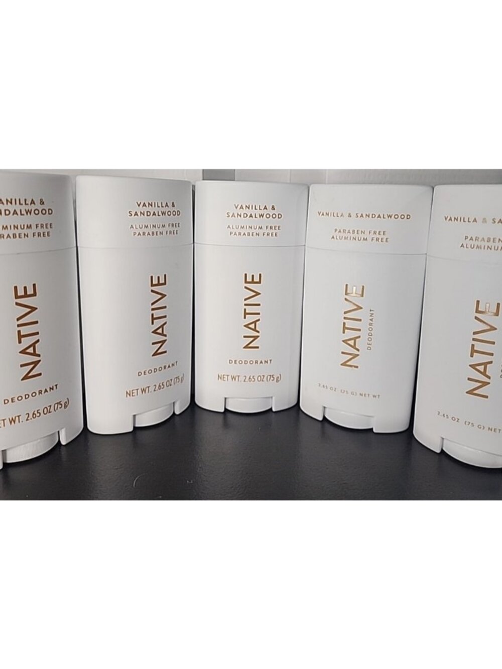 5 Pack lot NATIVE Deodorant Vanilla & Sandalwood 2.65 oz Aluminum Paraben Free - Picture 2 of 2
